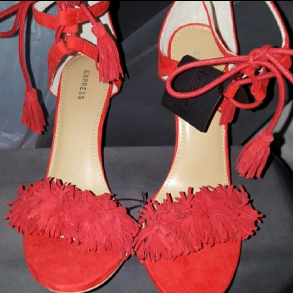 Red Fringe Express Heels